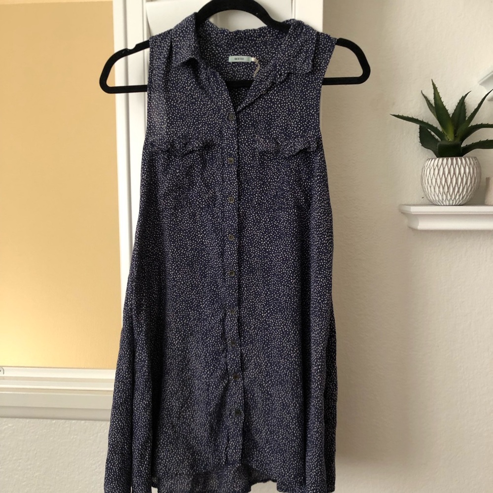 UO Navy button up speckle dress